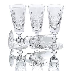 Edinburgh Crystal Star of Edinburgh Signed Champagne Flute Cut Glass Set 4 6.5