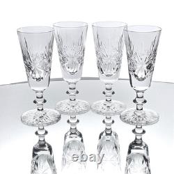 Edinburgh Crystal Star of Edinburgh Signed Champagne Flute Cut Glass Set 4 6.5