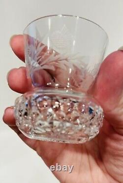 Edinburgh Crystal Thistle Cut Etched Shot Glass Toothpick Holder 2 1/4