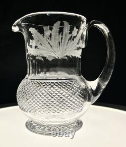Edinburgh Cut Glass Crystal Thistle 6 1/4 Tall Pitcher
