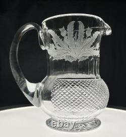 Edinburgh Cut Glass Crystal Thistle 6 1/4 Tall Pitcher