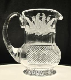 Edinburgh Cut Glass Crystal Thistle 6 1/4 Tall Pitcher
