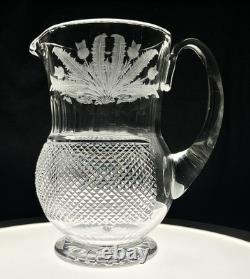Edinburgh Cut Glass Crystal Thistle 7 1/2 Tall Pitcher