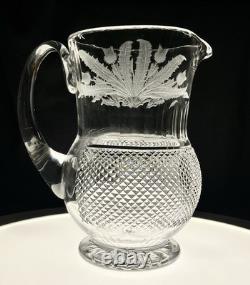 Edinburgh Cut Glass Crystal Thistle 7 1/2 Tall Pitcher
