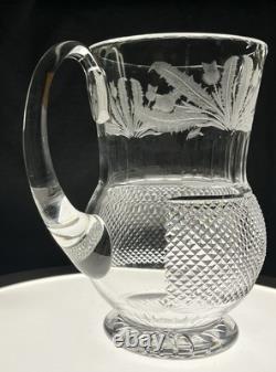 Edinburgh Cut Glass Crystal Thistle 7 1/2 Tall Pitcher