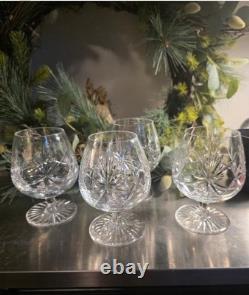 Edinburgh Set of 4 Clear Cut Crystal Brandy Glasses, Etched Star Of David