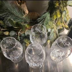 Edinburgh Set of 4 Clear Cut Crystal Brandy Glasses, Etched Star Of David