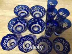 Edo Kiriko Cut Glass 13 pieces set Handmade Crystal from Japan