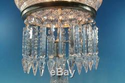 Elaborate American Brilliant Cut Glass 24-1/2 Electric Lamp 30 6-1/4prisms
