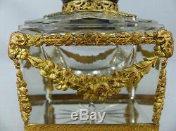 Elegant Antique French Gilt Bronze Ormolu and Crystal Cut Glass Inkwell