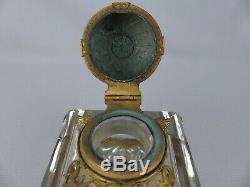 Elegant Antique French Gilt Bronze Ormolu and Crystal Cut Glass Inkwell