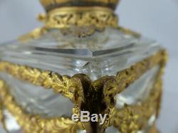 Elegant Antique French Gilt Bronze Ormolu and Crystal Cut Glass Inkwell