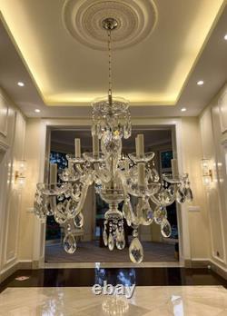Elegant Two Tier Crystal Chandelier 10 Light Hand Cut Crystal Glass