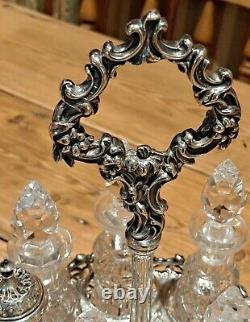 Elkington & Co 1853 Victorian Silver Cruet Crystal Cut Glass Set