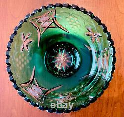 Emerald Green Cut-to-clear Glass Crystal Bowl Center Piece Candy Bowl Fruit Bowl
