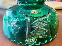 Emerald Green Cut-to-clear Glass Crystal Bowl Center Piece Candy Bowl Fruit Bowl