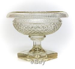 English Crystal Footed Centerpiece Bowl Early 19th Century, Hand Cut & Polished