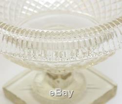 English Crystal Footed Centerpiece Bowl Early 19th Century, Hand Cut & Polished