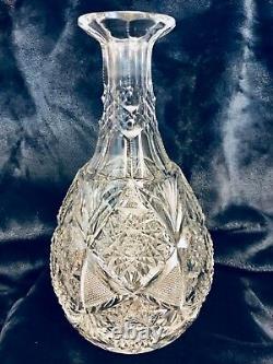 Estate Fresh ABP Antique Deep Cut Crystal Glass Wine Decanter Carafe Vase