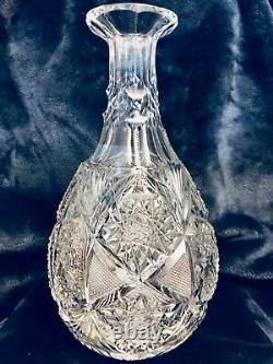 Estate Fresh ABP Antique Deep Cut Crystal Glass Wine Decanter Carafe Vase