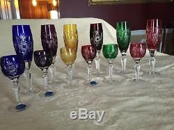 Exquisite Hungarian/Bohemian Crystal Handcut Glasses AKJA Cut to Clear