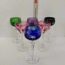 Exquisite Vintage Cut To Clear Set of 6 Wine Glass Goblets Mint