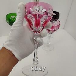 Exquisite Vintage Cut To Clear Set of 6 Wine Glass Goblets Mint