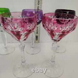 Exquisite Vintage Cut To Clear Set of 6 Wine Glass Goblets Mint