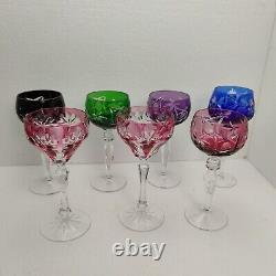Exquisite Vintage Cut To Clear Set of 7 Wine Glass Goblets Mint