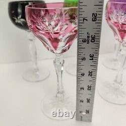 Exquisite Vintage Cut To Clear Set of 7 Wine Glass Goblets Mint