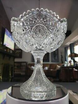 Extra Large Footed Compote Bowl, American Brilliant Period Cut Glass Crystal