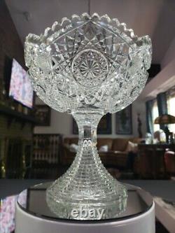 Extra Large Footed Compote Bowl, American Brilliant Period Cut Glass Crystal