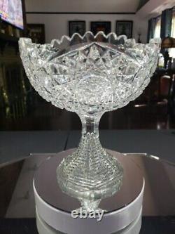 Extra Large Footed Compote Bowl, American Brilliant Period Cut Glass Crystal