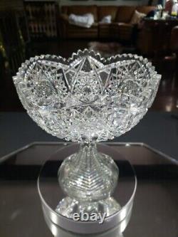 Extra Large Footed Compote Bowl, American Brilliant Period Cut Glass Crystal