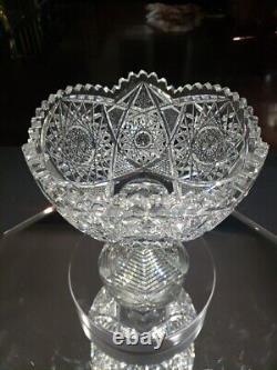 Extra Large Footed Compote Bowl, American Brilliant Period Cut Glass Crystal