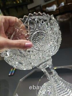 Extra Large Footed Compote Bowl, American Brilliant Period Cut Glass Crystal