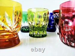 FABERGE NA ZDOROVYE MULTICOLORS glasses hand cut 24% lead crystal set of 6
