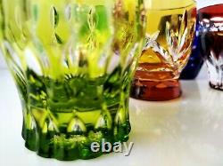 FABERGE NA ZDOROVYE MULTICOLORS glasses hand cut 24% lead crystal set of 6