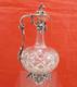 FINEST MONUMENTAL ANTIQUE CUT GLASS CRYSTAL SILVER WINE DECANTER GRAPES sterling
