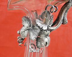 FINEST MONUMENTAL ANTIQUE CUT GLASS CRYSTAL SILVER WINE DECANTER GRAPES sterling