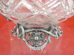 FINEST MONUMENTAL ANTIQUE CUT GLASS CRYSTAL SILVER WINE DECANTER GRAPES sterling