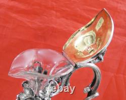 FINEST MONUMENTAL ANTIQUE CUT GLASS CRYSTAL SILVER WINE DECANTER GRAPES sterling