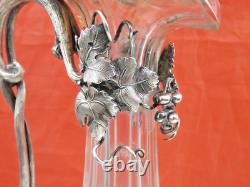 FINEST MONUMENTAL ANTIQUE CUT GLASS CRYSTAL SILVER WINE DECANTER GRAPES sterling