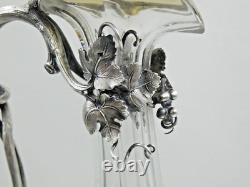 FINEST MONUMENTAL ANTIQUE CUT GLASS CRYSTAL SILVER WINE DECANTER GRAPES sterling