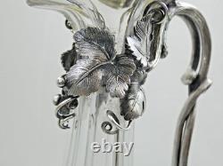 FINEST MONUMENTAL ANTIQUE CUT GLASS CRYSTAL SILVER WINE DECANTER GRAPES sterling