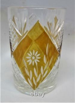 FINE BOHEMIAN CUT CRYSTAL GLASS STEMWARE SET c. 1930 antique art glass