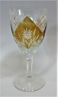 FINE BOHEMIAN CUT CRYSTAL GLASS STEMWARE SET c. 1930 antique art glass