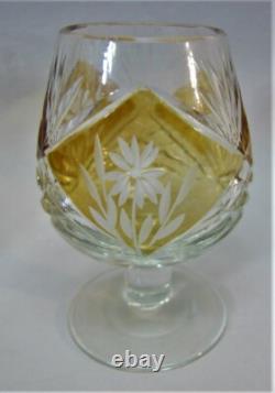 FINE BOHEMIAN CUT CRYSTAL GLASS STEMWARE SET c. 1930 antique art glass