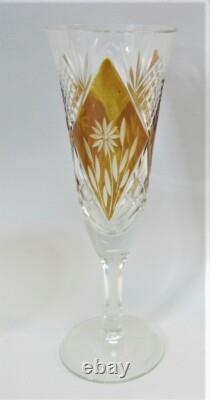 FINE BOHEMIAN CUT CRYSTAL GLASS STEMWARE SET c. 1930 antique art glass