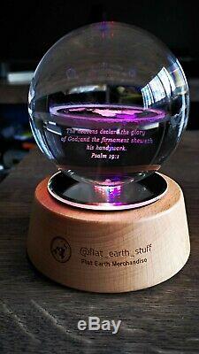 FLAT EARTH Azimuthal Equidistant Projection Map 3D Laser cut 10cm Crystal Ball